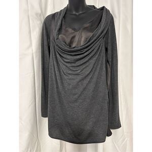 HEATHER Womens beautiful unique blouse size medium Dark Gray Oversized Great con